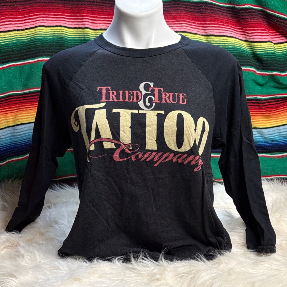 Tried And True Tattoo Company Black Graphic 3/4 Sleeve Shirt